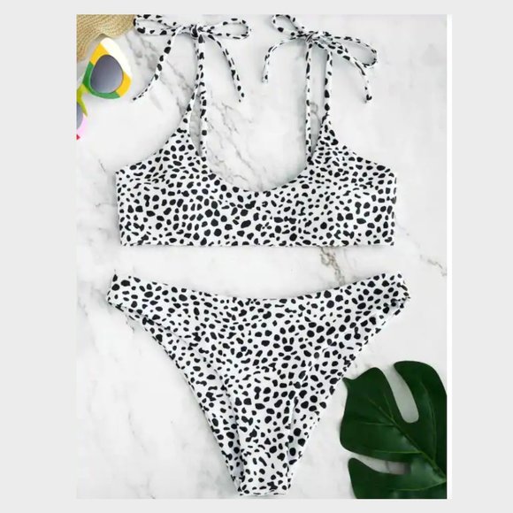 Zaful Other - ZAFUL Printed Tie Bralette Bikini Set NWT